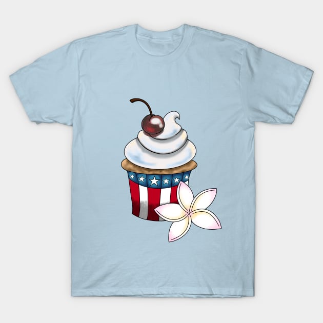 Patriotic Cupcake T-Shirt by Lady Lilac